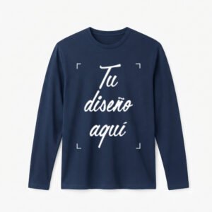 camiseta manga larga color azul marino para estampar