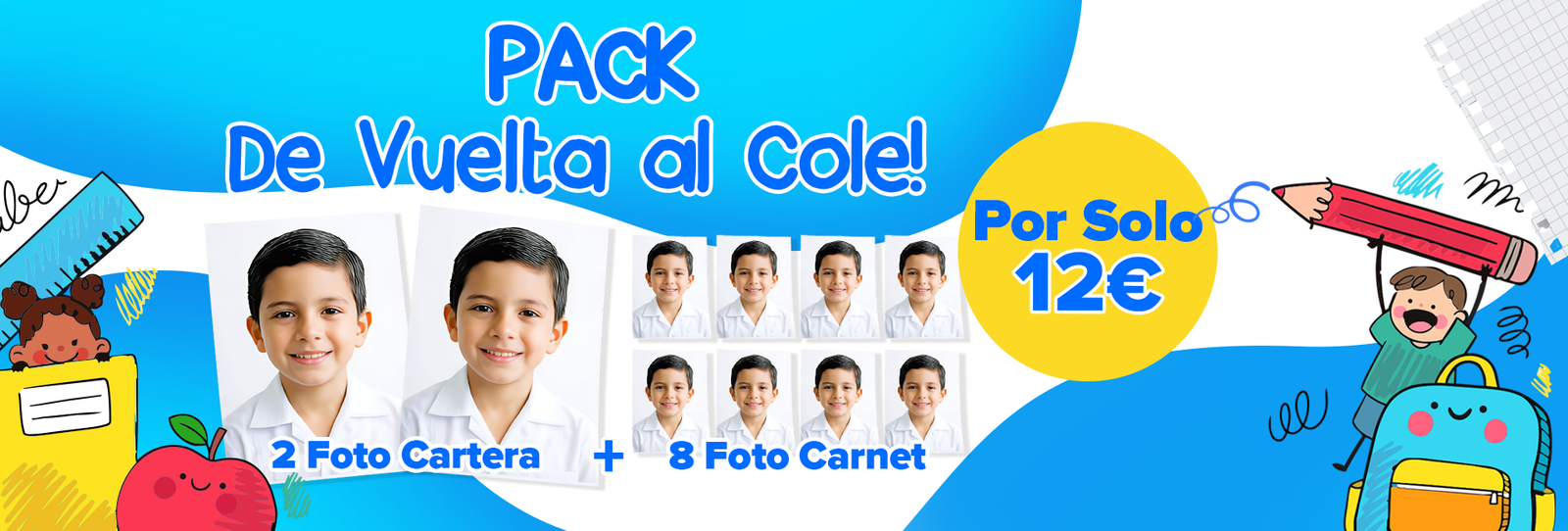 oferta de fotos carnet por vuelta al colegio
